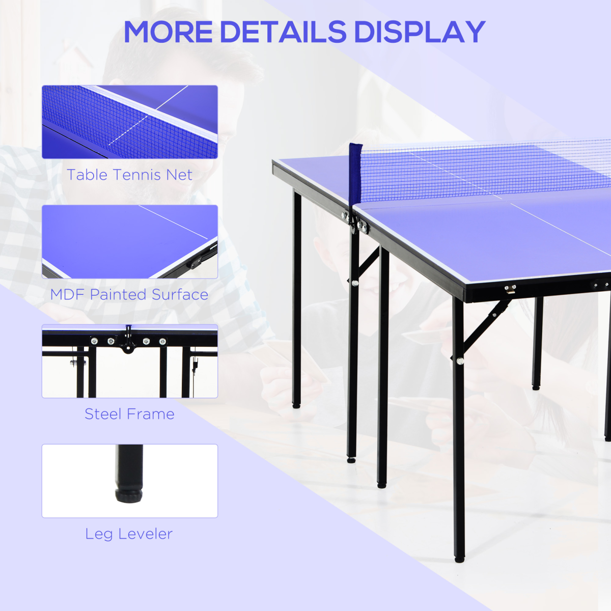 Folding Mini Table Tennis Portable Ping Pong Set Games Play Sport Net HOMCOM - from Unbranded