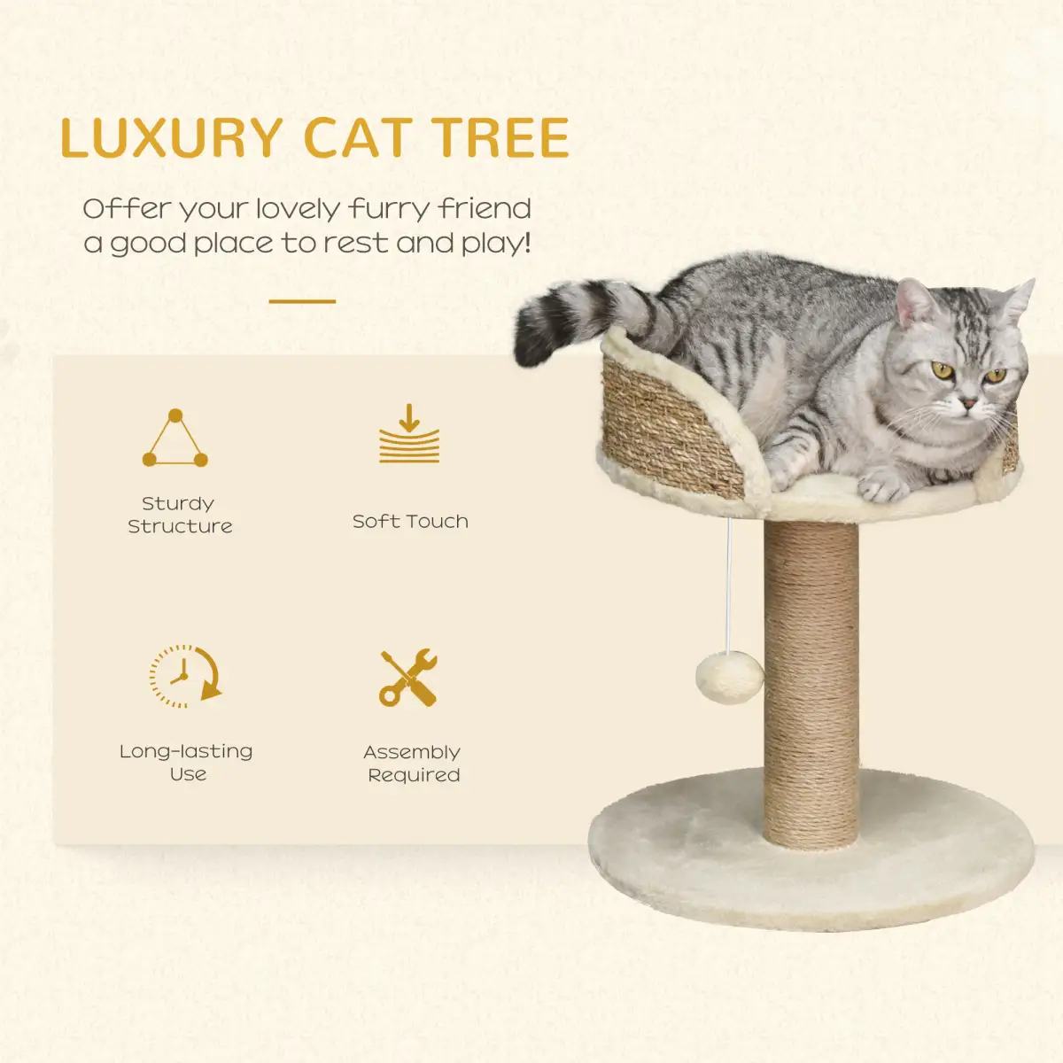 Unbranded Cat Tree Tower Activity Center Climbing Stand with Scratching Posts Pawhut - Cat Tree
