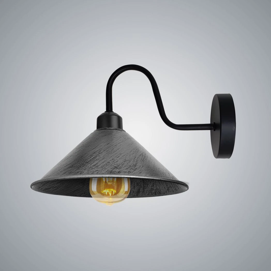 Brushed Silver Wall Light Fixture 12cm Cone Shade Hallway by Un-branded