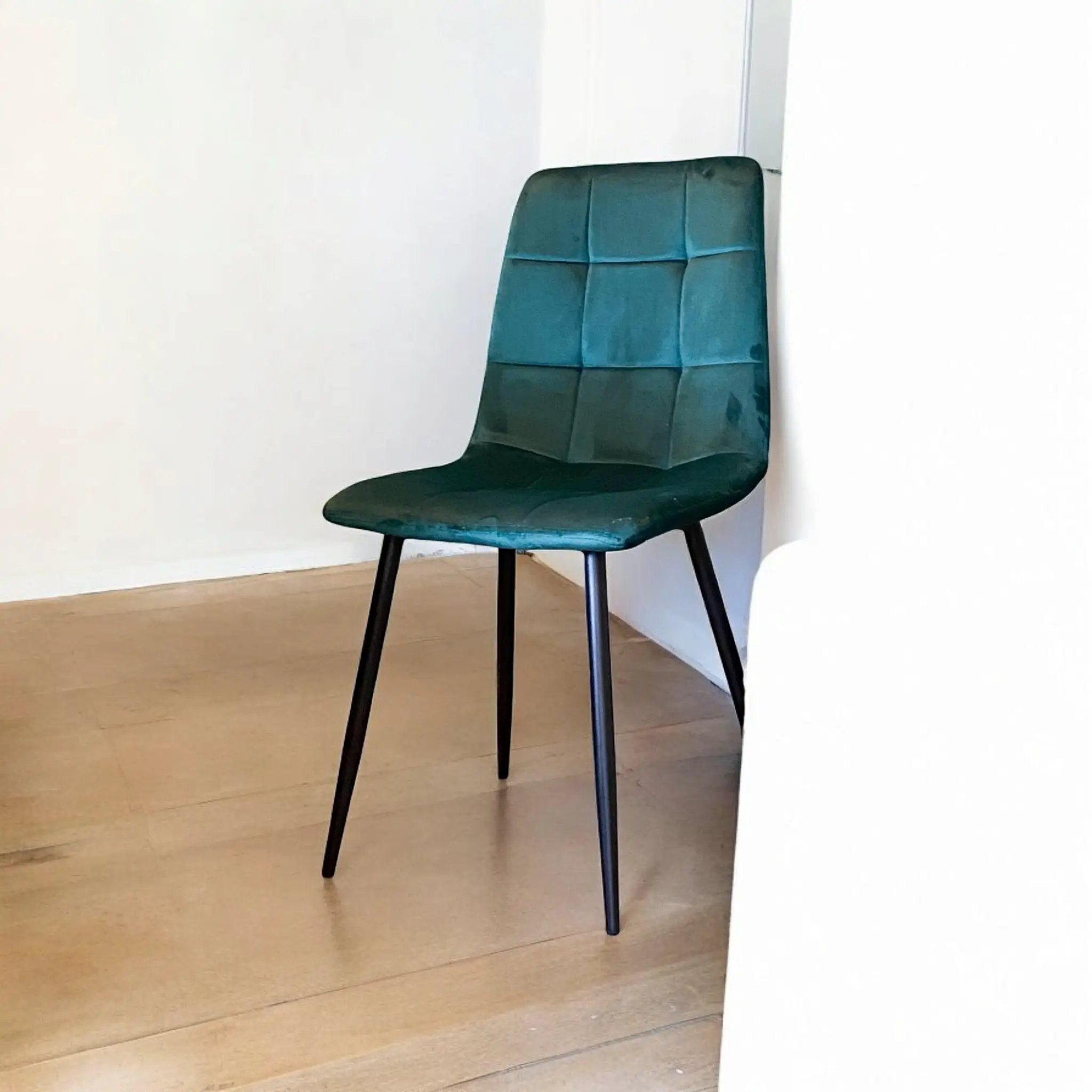 MSL GREEN FABRIC CHAIR BLACK METAL LEGS - Dining Chairs