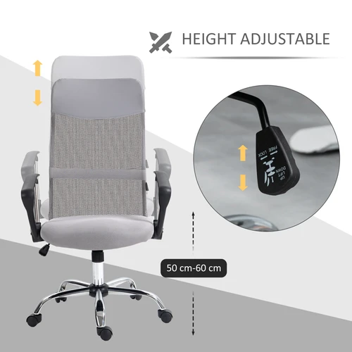 HOMCOM Executive Office Chair High Back Mesh Back Seat Desk Chairs, Light Grey by HOMCOM