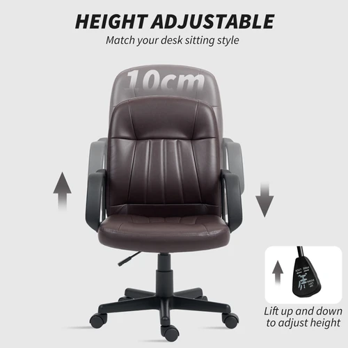 HOMCOM PU Leather Office Chair Swivel Home Computer Desk Chair, Dark Brown - Office Chair