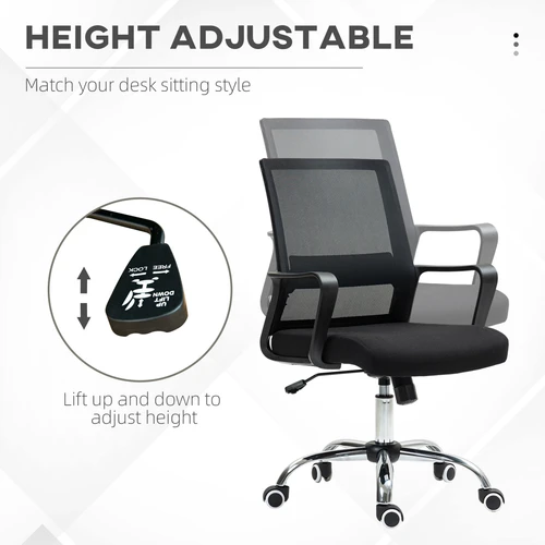 Vinsetto Mesh Office Chair Desk Chair w/ Swivel Seat Adjustable Height Black by Vinsetto