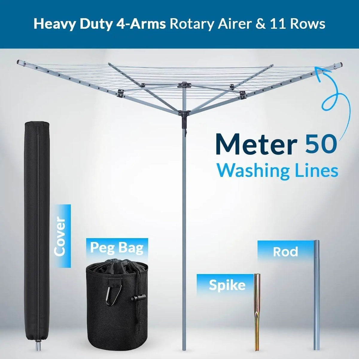60M Rotary Airer Dryer Cover Metal Spike - from Un-Branded