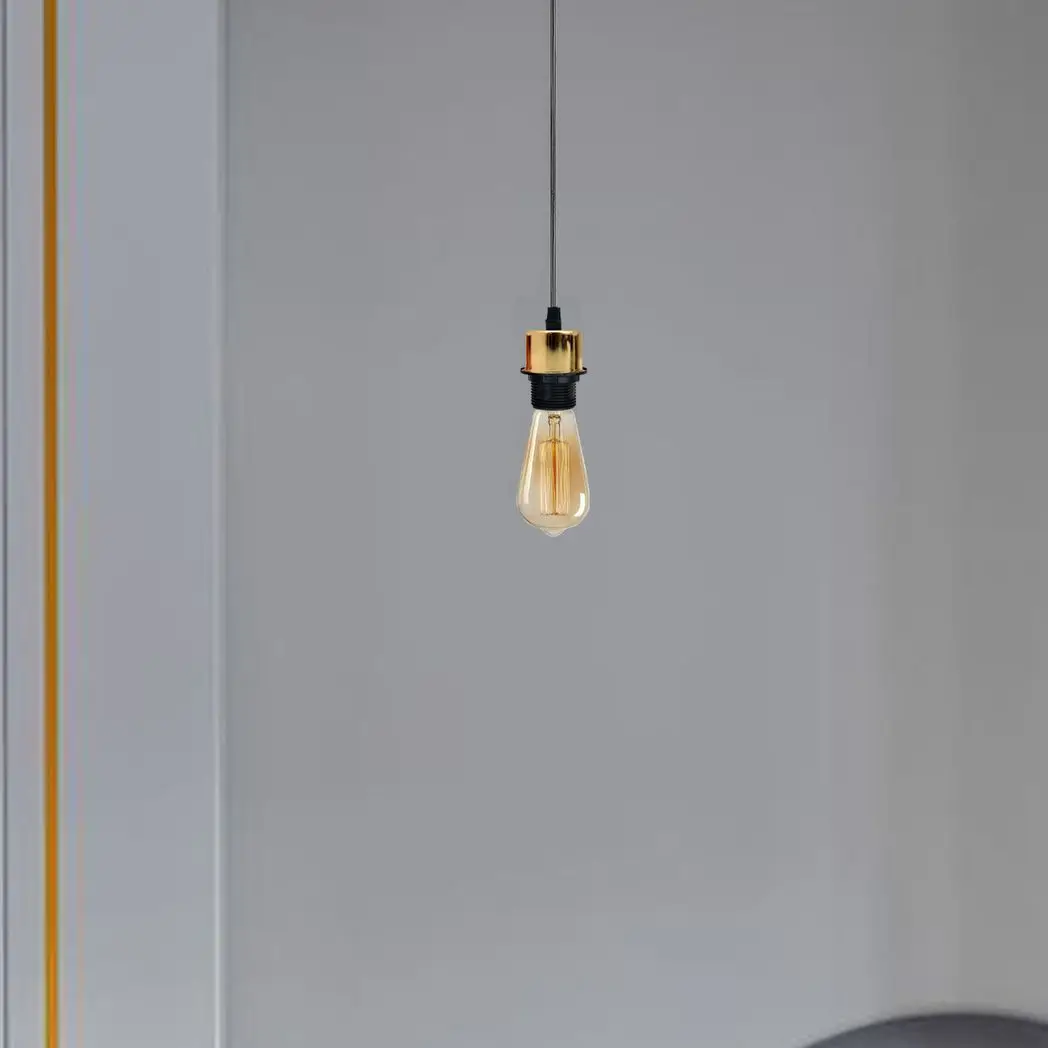 LEDSONE Industrial French Gold Pendant Light Fitting, Lampshade Addable E27 Lamp Holder UK Holder Fitting Set With PVC Cable. - Pendant Lights