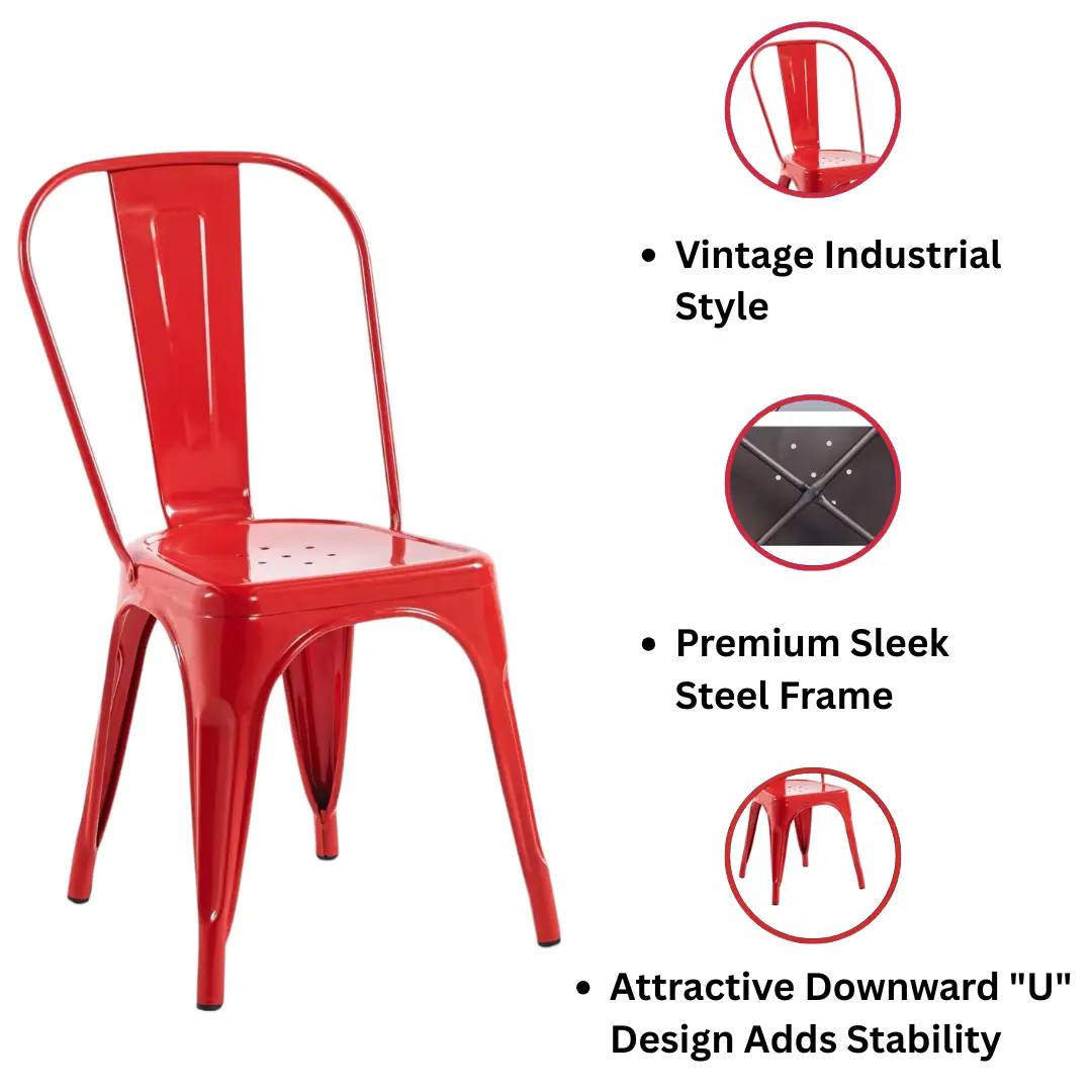 MSL 85CM RED METAL DINING CHAIR - Dining Chairs