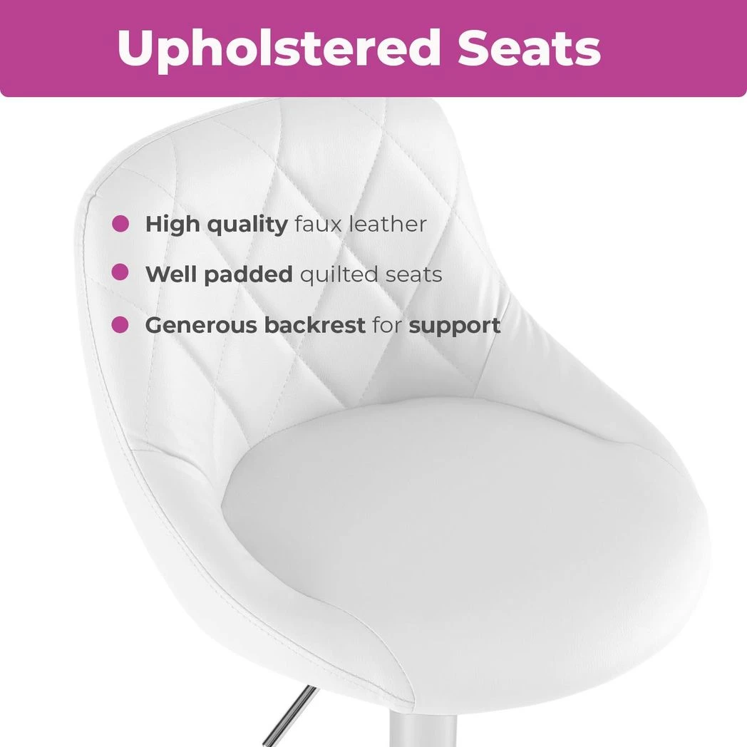 Neo Set of Two White Leather Bar Stools by Neo