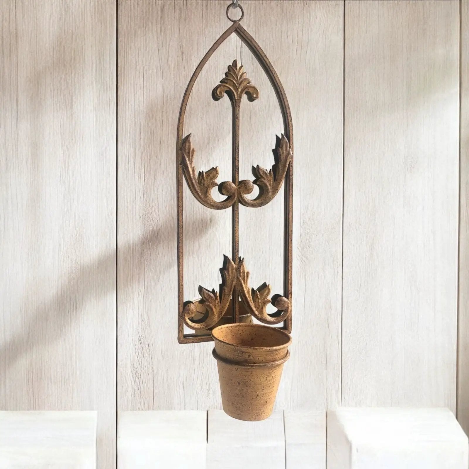 MSL 60cm RUSTY WALL MIRROR WITH SINGLE PLANTER - Planters