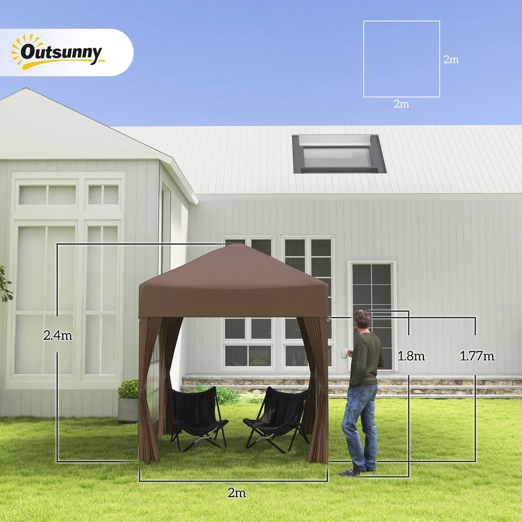 Outsunny 2x2m Garden Pop Up Gazebo Marquee Party Tent Wedding Awning Canopy - Gazebos