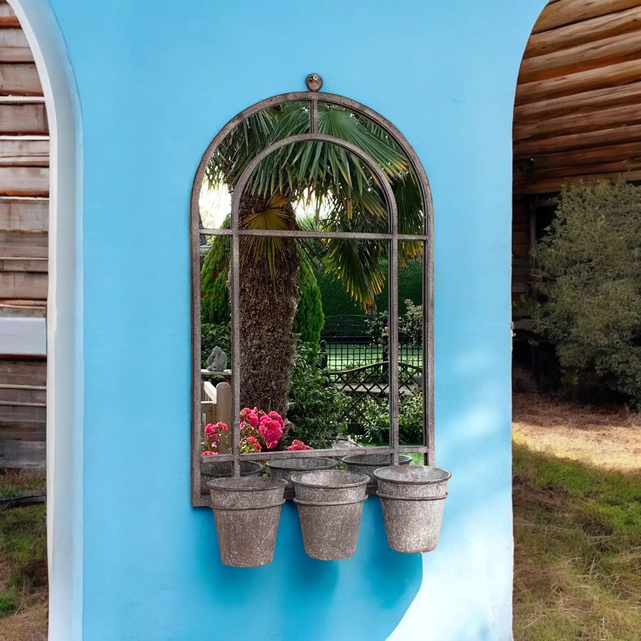 MSL 80CM WALL MIRROR WITH TRIPLE PLANTER - Planters