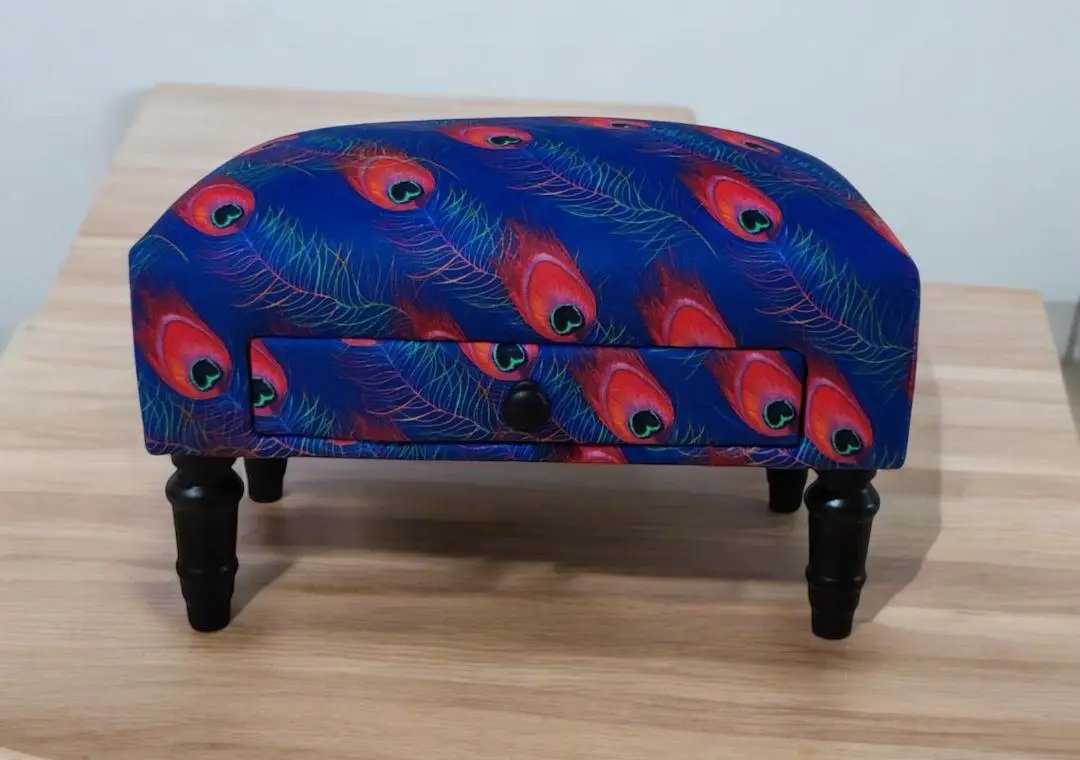 MSL FEATHER FABRIC FOOTSTOOL WITH DRAWER - Footstool