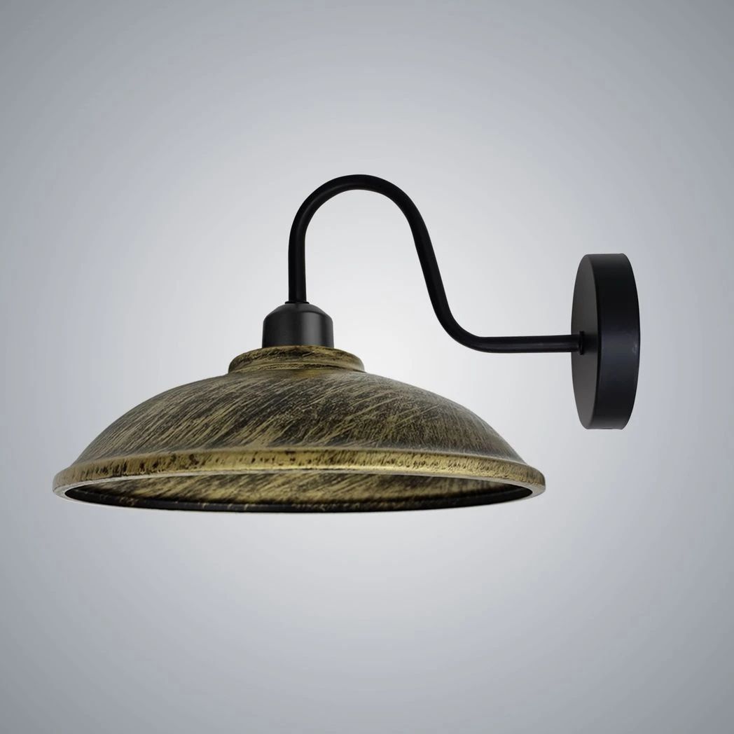 Brushed Brass Wall Light Swan Neck Hemisphere For Bedroom by Un-branded