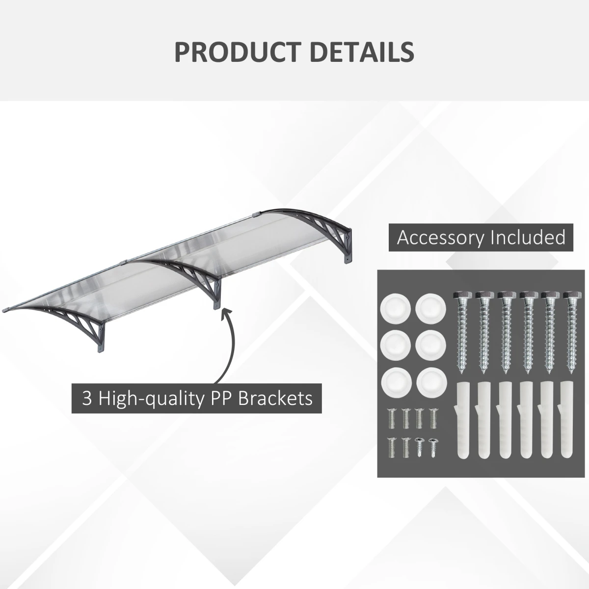 Outsunny Premium Door Canopy Awning Clear UV Shield Home - Cover