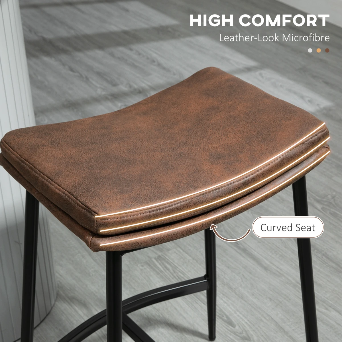 HOMCOM HOMCOM Bar Stools 89-99cm Curved Kitchen - Bar Stool