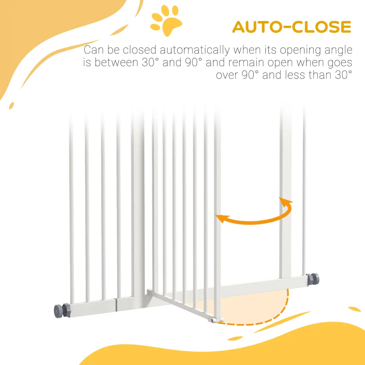 PawHut PawHut 74-94cm Adjustable Metal Pet Gate Safety Barrier w/ Auto-Close Door White - Pet Gate