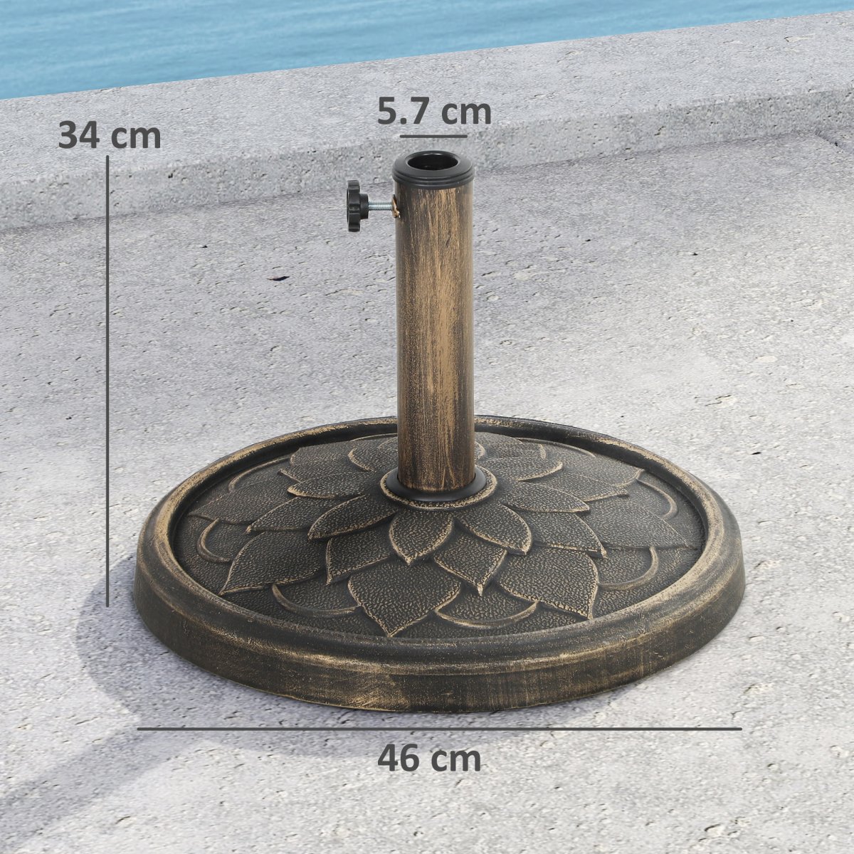 Outsunny Outsunny 12kg Resin Garden Parasol Base Sun Umbrella Base, Bronze Tone - Parasol