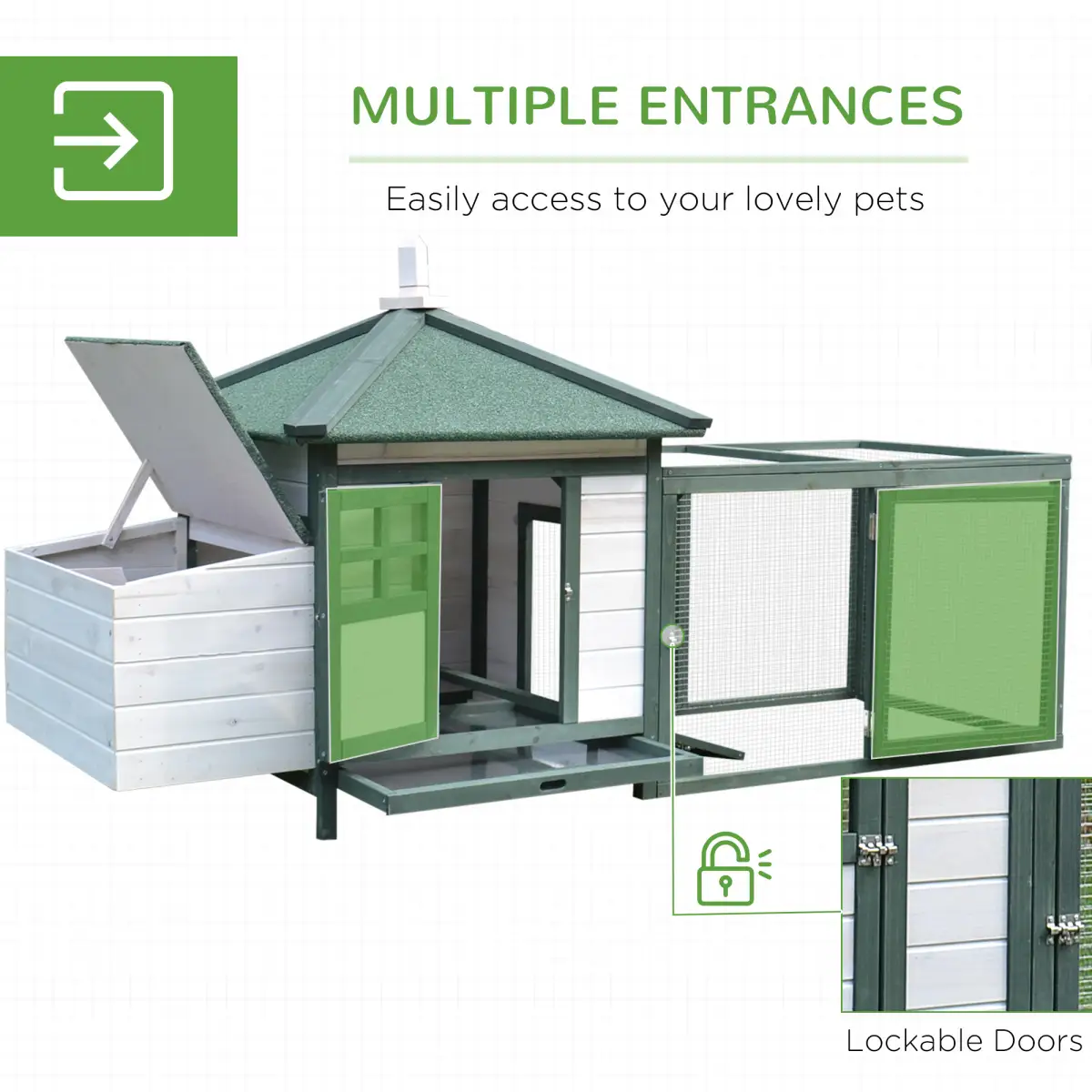 PawHut PawHut Chicken Coop Hen Poultry House w/ Nesting Box Outdoor Run Patio Wooden - Chicken Coop