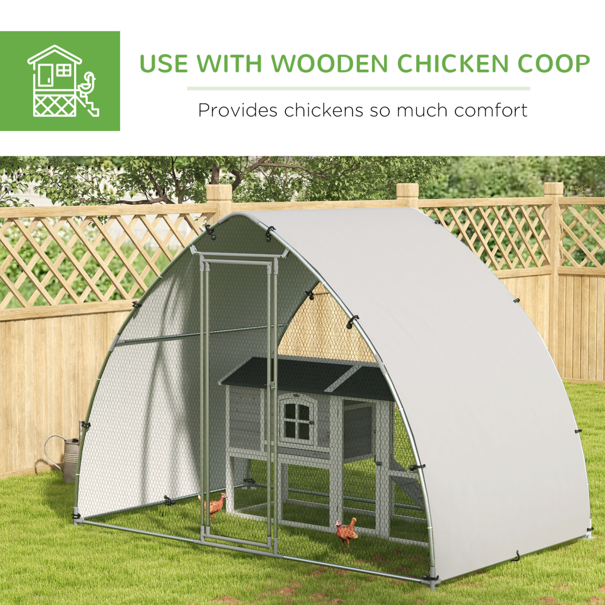PawHut Walk-In Chicken Run with Cover, for 4-6 Chickens, 3 x 1.9 x 2.2m - from PawHut