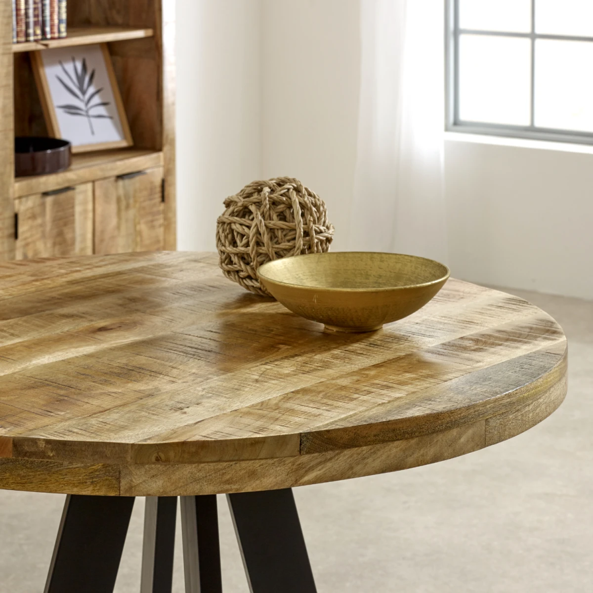 Surrey Round Dining Table 4 Seater Solid Mango Wood Home by Indian Hub