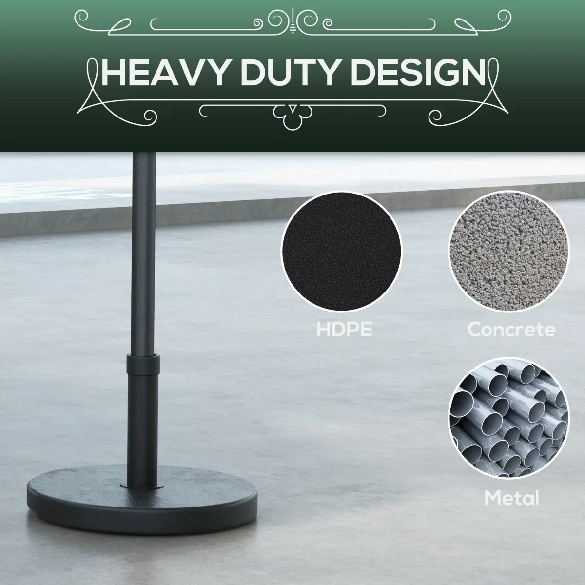 Outsunny Outsunny 15kg Concrete Parasol Base Heavy Duty Round Umbrella Stand - Parasol
