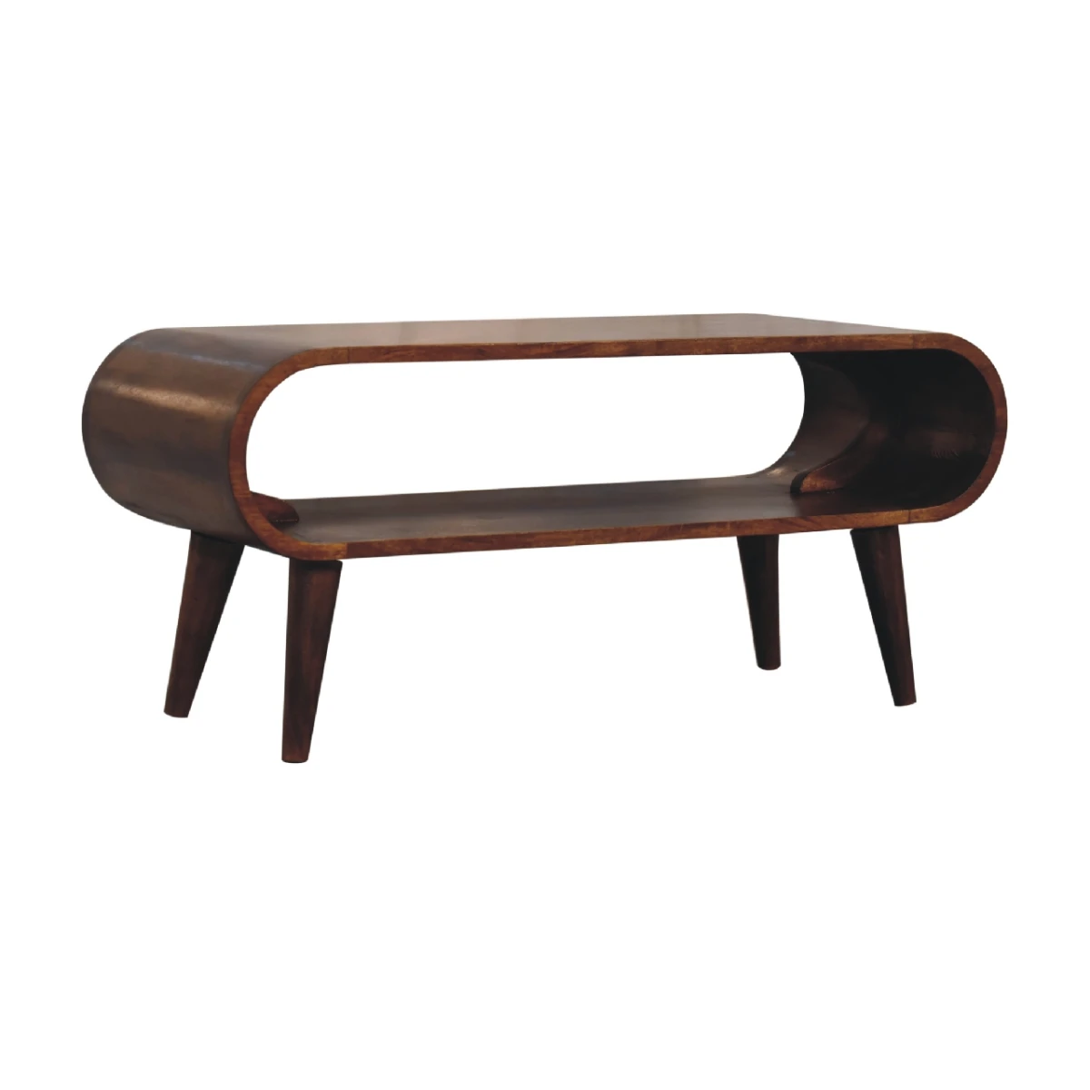 Artisan Coffee Table Compact Solid Mango Wood Chestnut Finish Nordic Smooth Round Edges Family Safe by Artisan Furniture