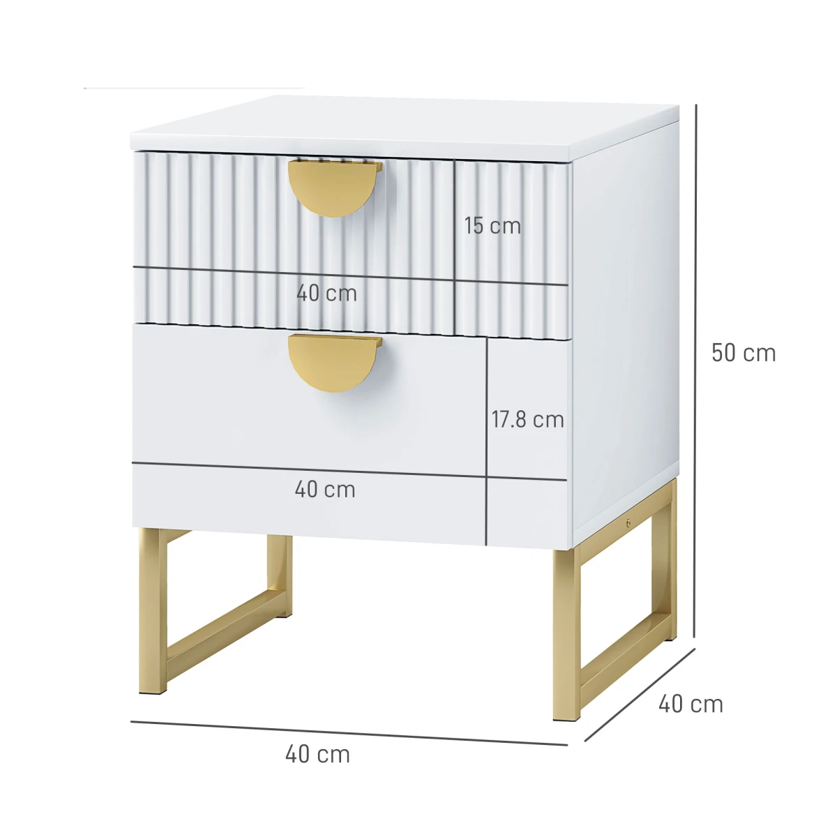 HOMCOM Bedside Table 60x40x50cm Anti Tip Bedroom by HOMCOM