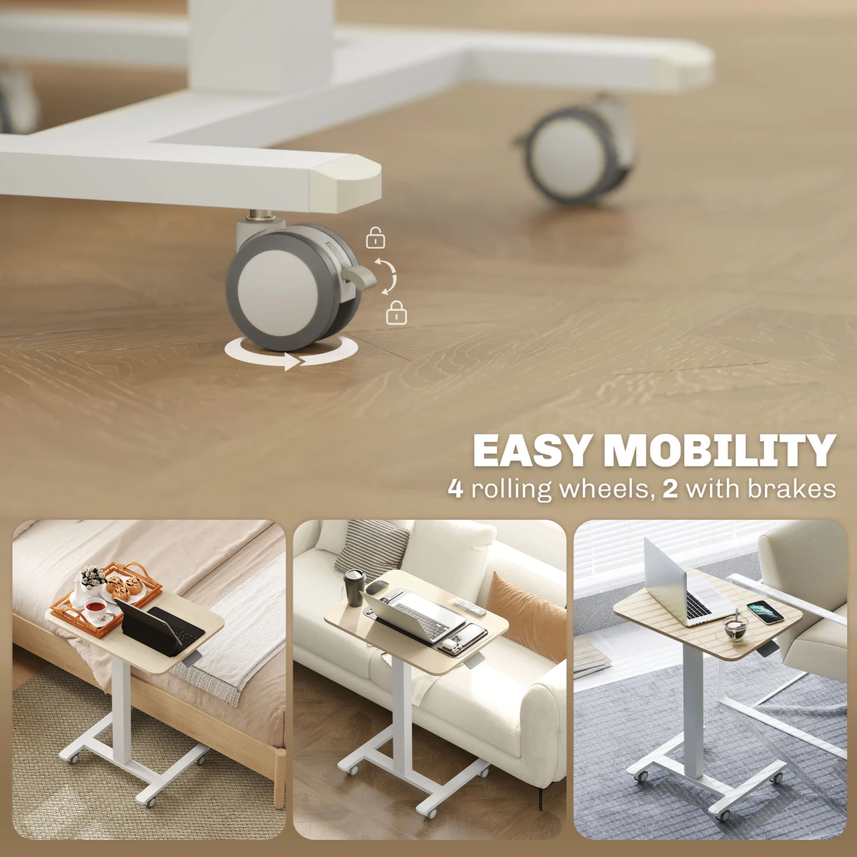 Vinsetto SitStand Desk 68-108cm Wheels HomeOffice by Vinsetto