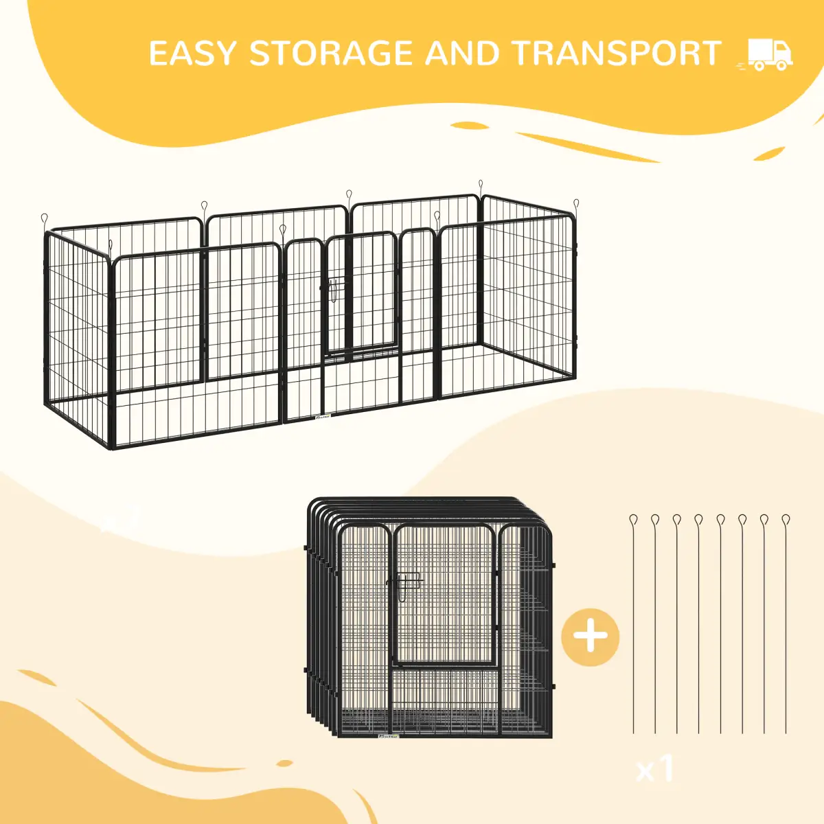 Pawhut 4 Sizes Pet Playpen Dog Rabbit Puppy Cage Folding Run Fence Metal Hutch - Pet Playpen