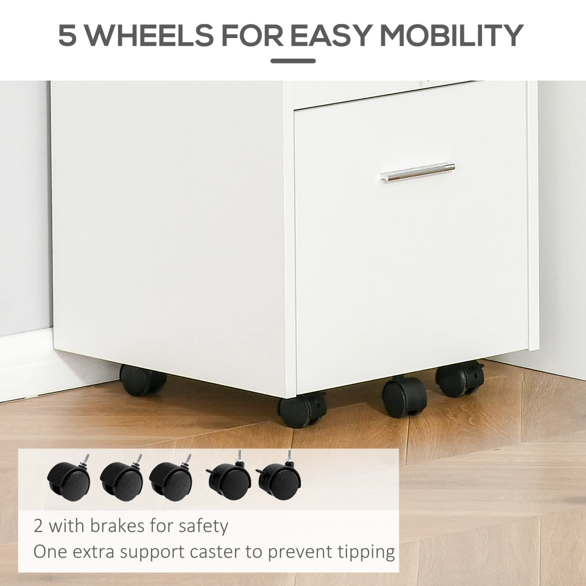 Unbranded Vinsetto Compact Lockable Mobile File Cabinet With Open Shelf And Five Casters For Home Office - Filing Cabinet