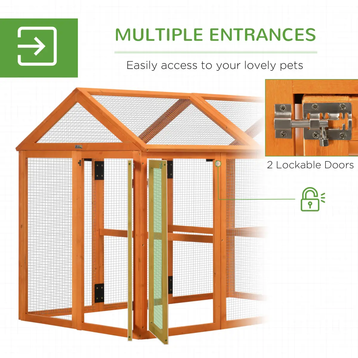 PawHut PawHut Chicken Run, Wooden Chicken Coop w/ Combinable Design - Orange - Chicken Coop