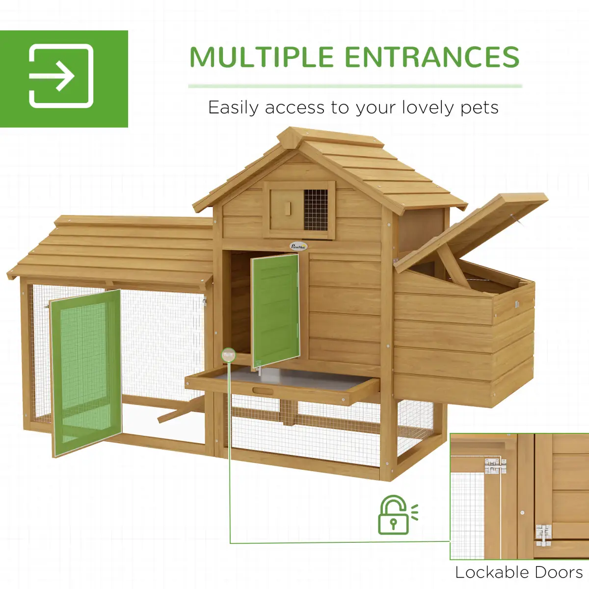 Unbranded Small Chicken Coop Hen Cage Nesting Box Outdoor Run Wood Color 150.5 x 54 x 87cm - Chicken Coop