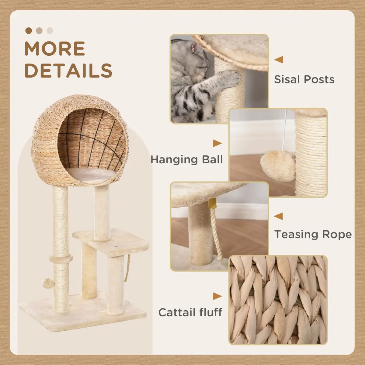 Unbranded 100cm Cat Tree Tower Kitten Climbing Tower W/ Scratching Post Condo Pawhut - Cat Tree