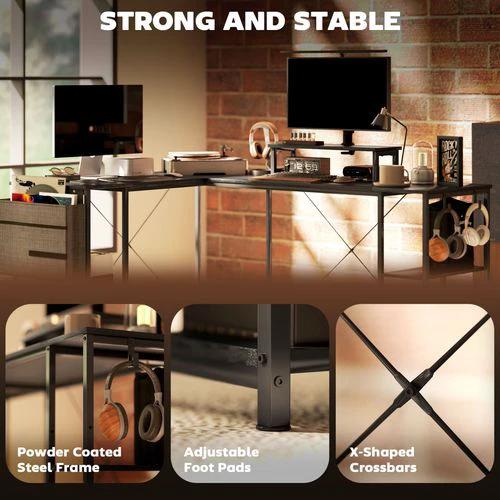 HOMCOM 168cm Reversible L Shaped Desk, 240cm Two Person Desk by HOMCOM