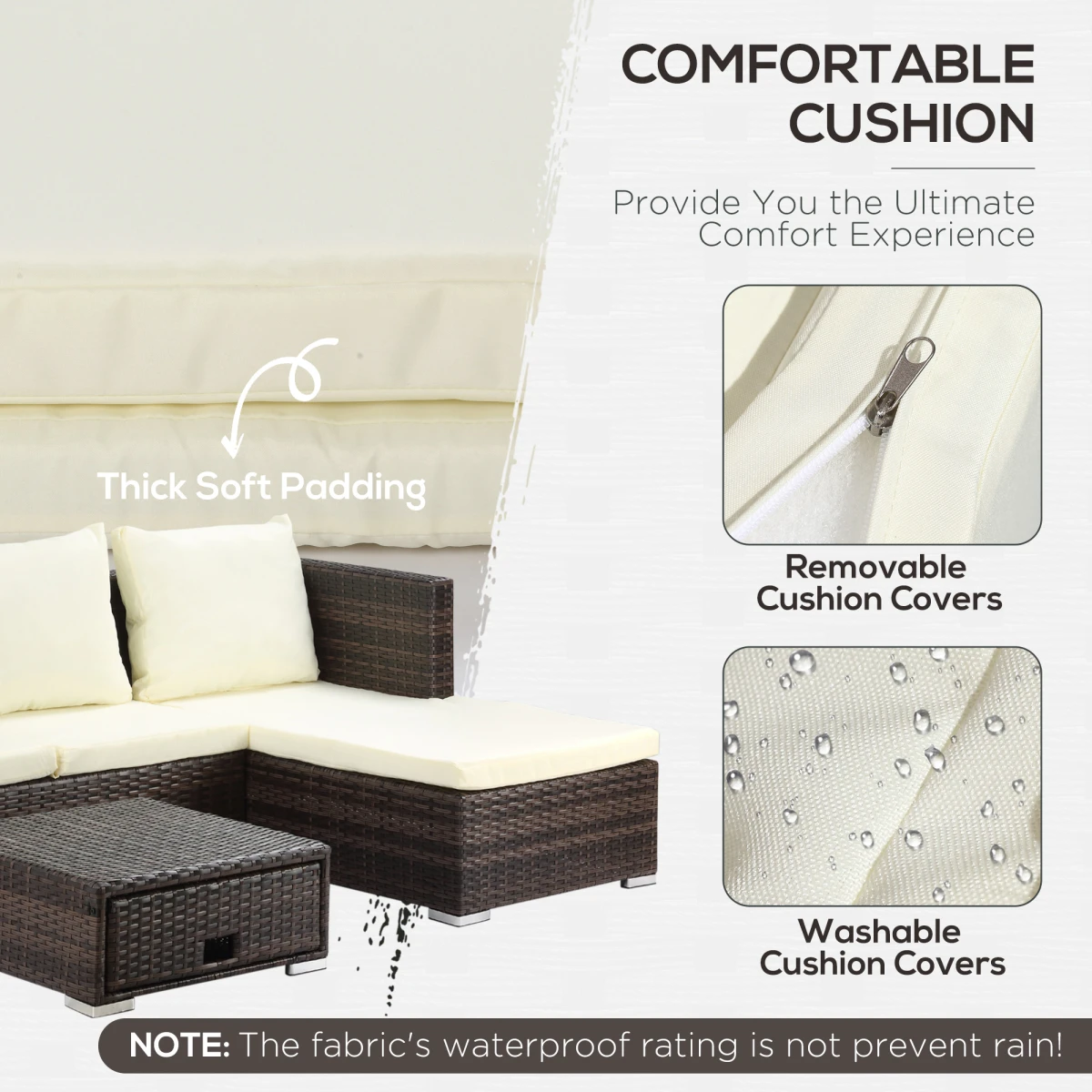 Top Rattan Sofa Set 4-Seater With Storage Patio by Outsunny