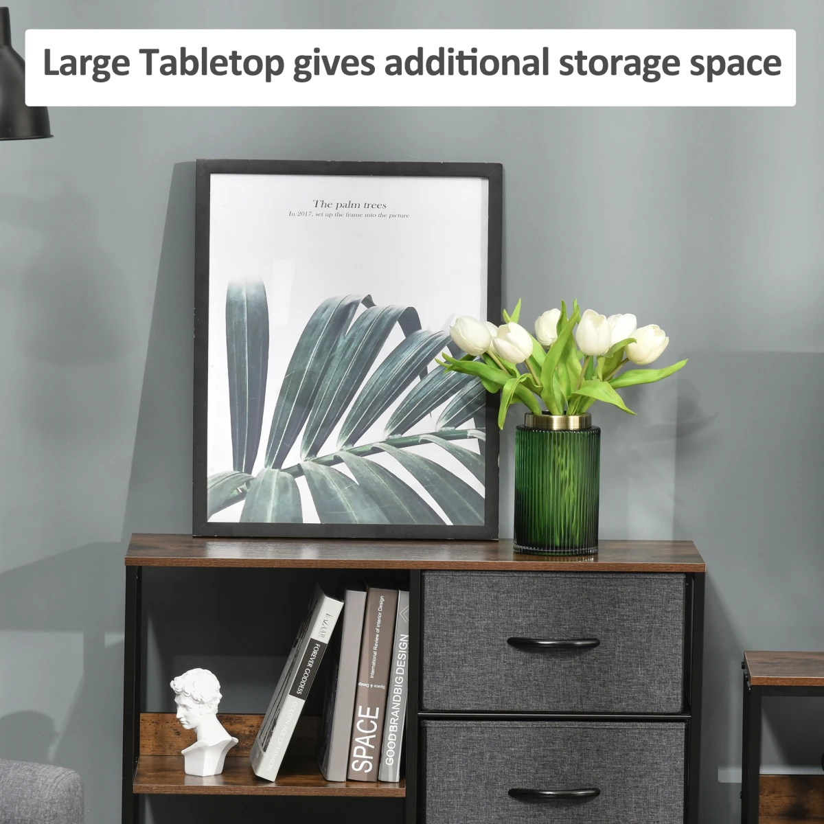 HOMCOM Durable Chest Dresser with 3 Drawers, Shelves, and Metal Frame for Home Organization Solutions by Homcom
