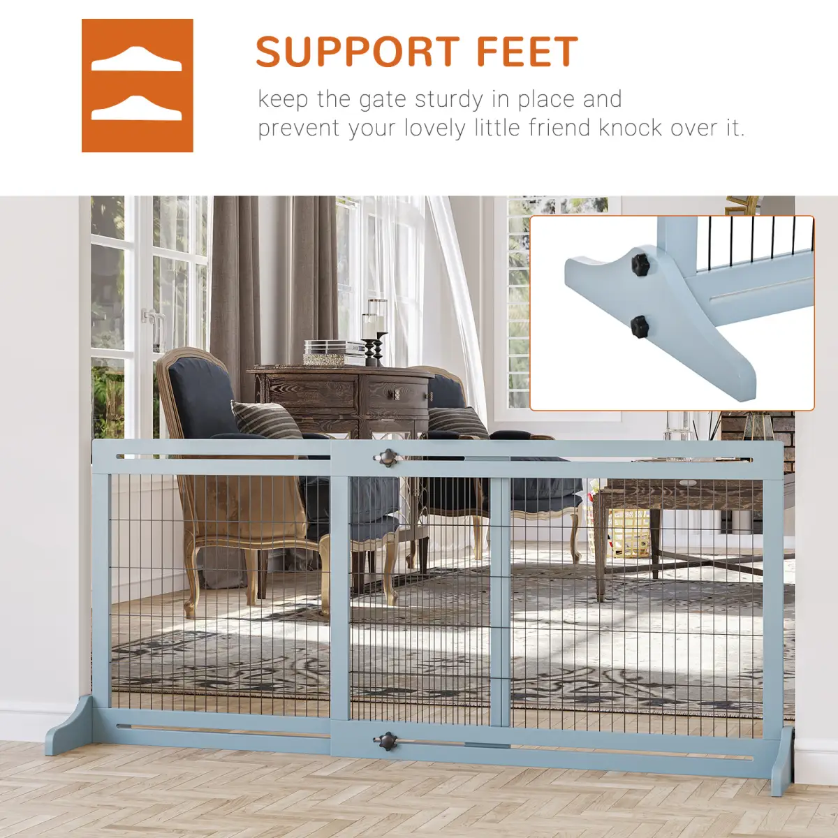 Unbranded Adjustable Wooden Pet Gate Freestanding Dog Barrier for Doorway, Grey Pawhut - Pet Gate