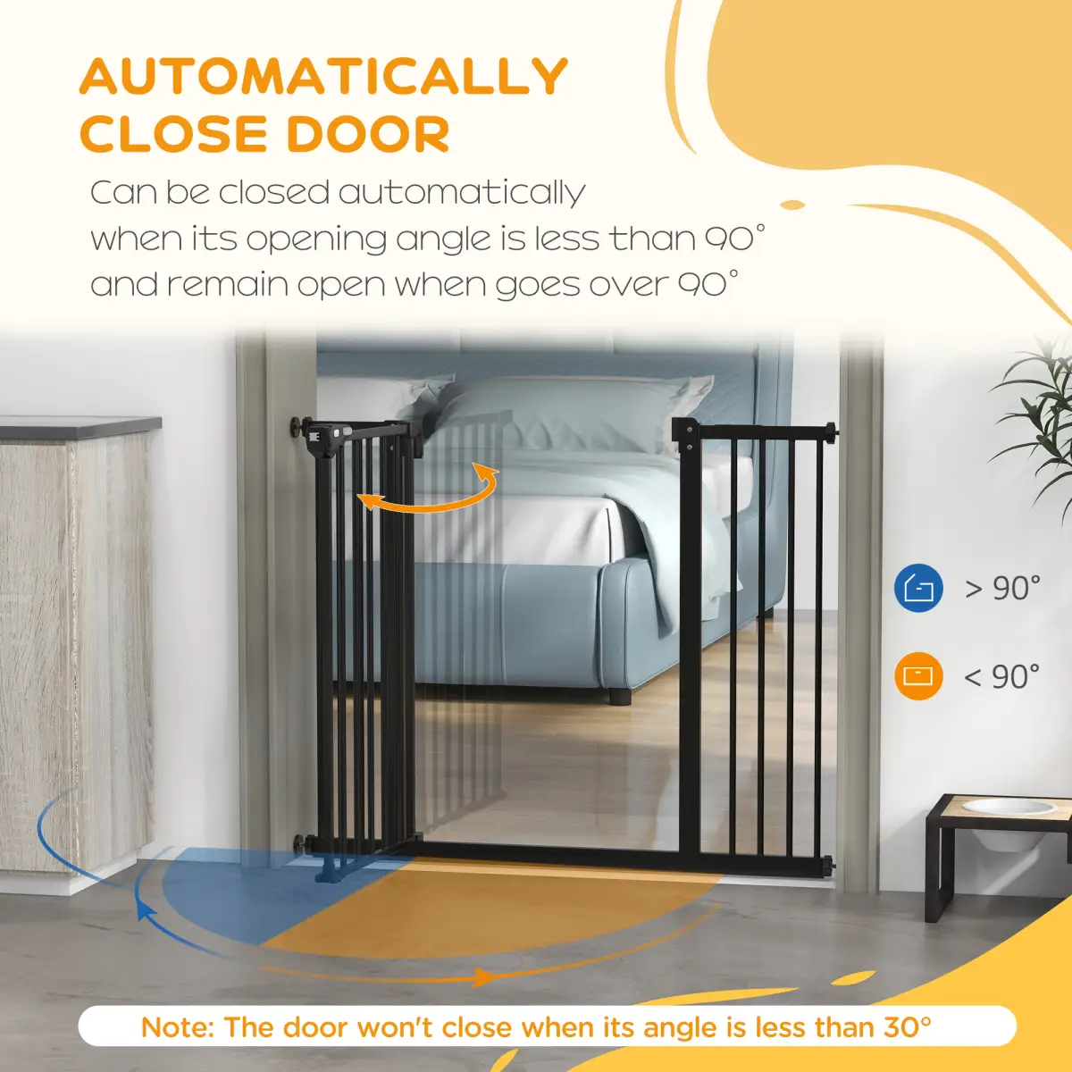 PawHut PawHut Adjustable Safety Gate w/ 2 Extensions and Four Adjustable Screws, Black - Pet Gate