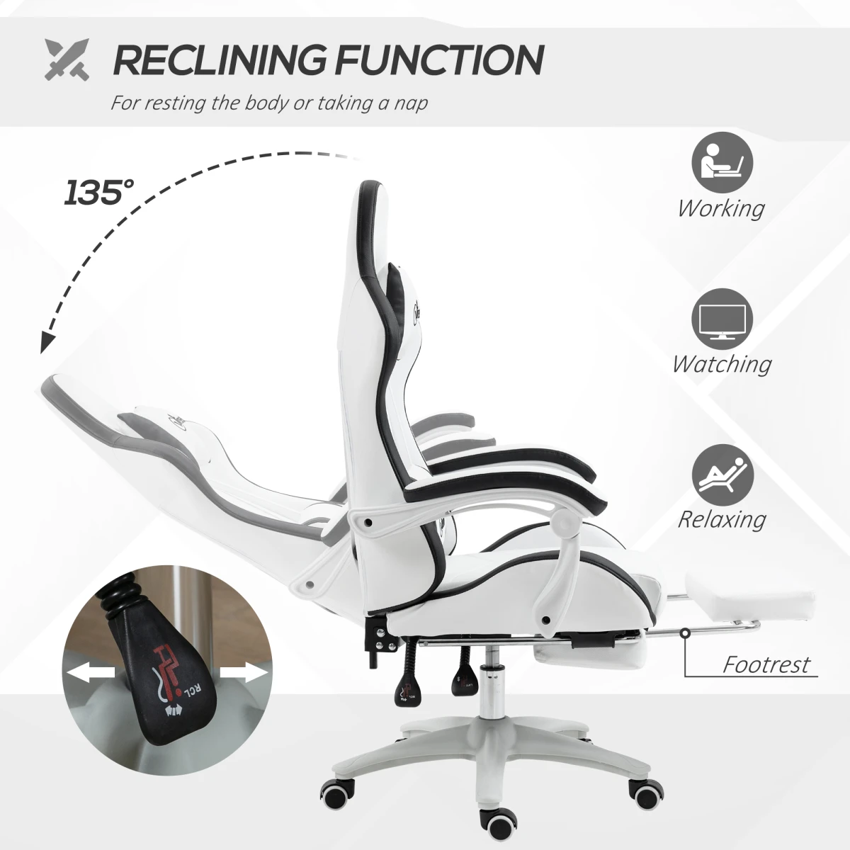 Vinsetto Racing Chair Slim Recline Footrest by Vinsetto