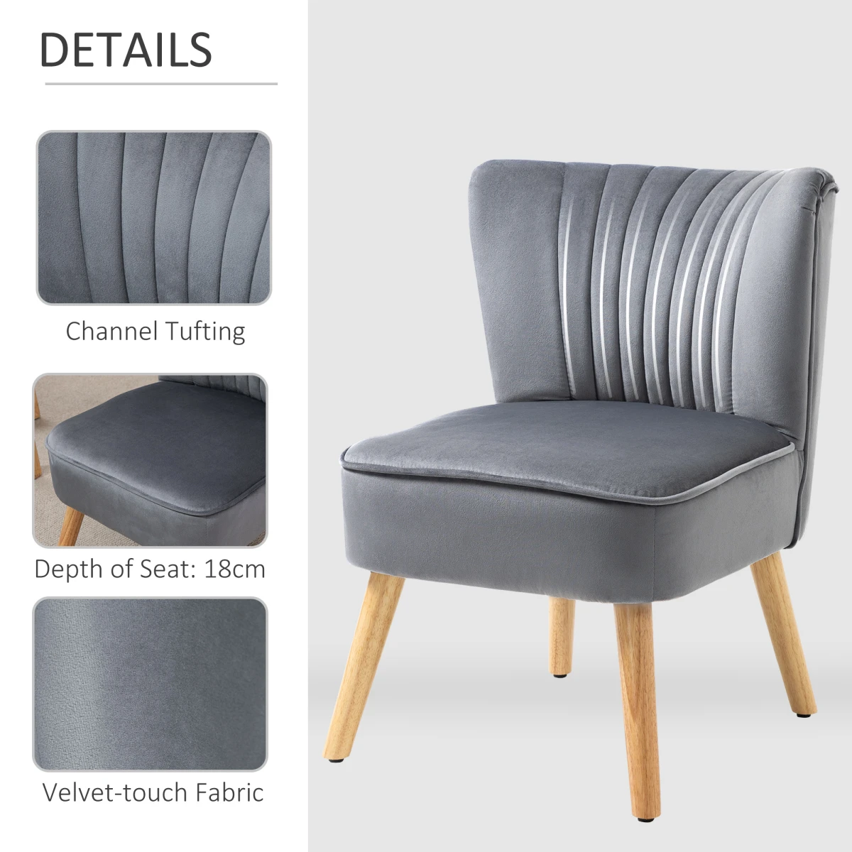 HOMCOM HOMCOM Velvet Accent Tub Chair Soft Upholstery Living Room - Accent Chair