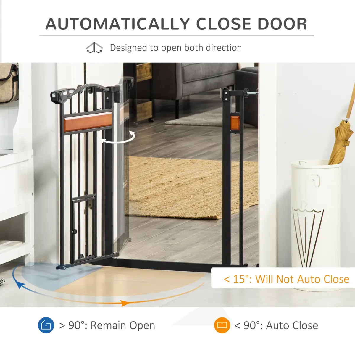 Unbranded Dog Gate Pet Safety Gate Cat Door Auto Close Pine Decor 74-80 cm Wide Pawhut - Pet Gate