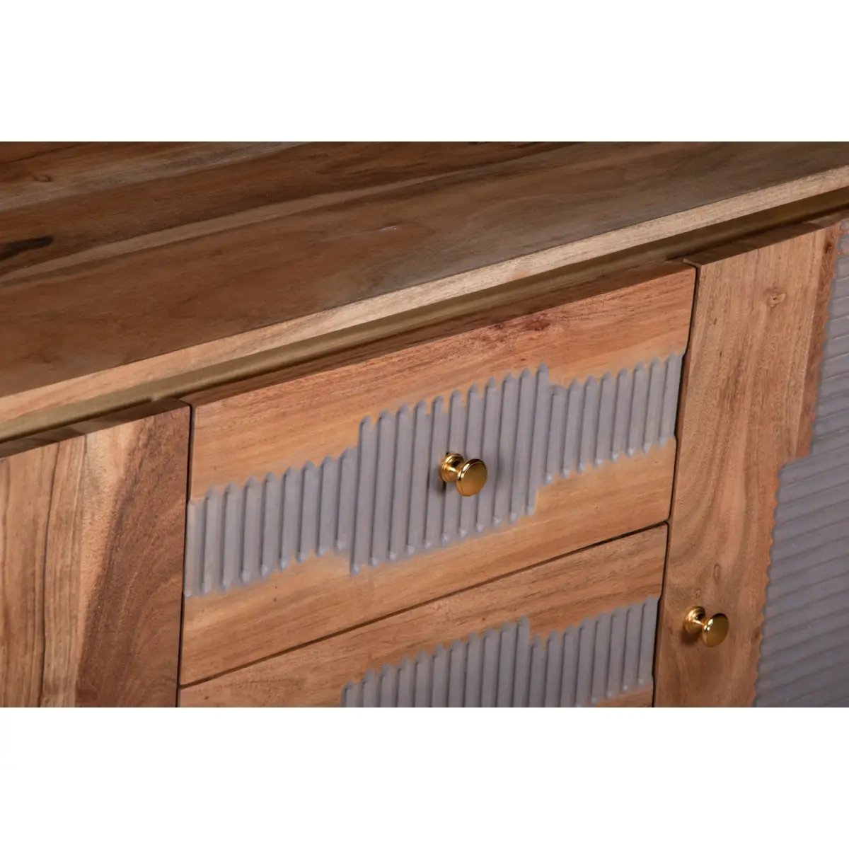 Indian Hub Wilton Acacia Wood 2 Doors 3 Drawers Sideboard - Sideboard
