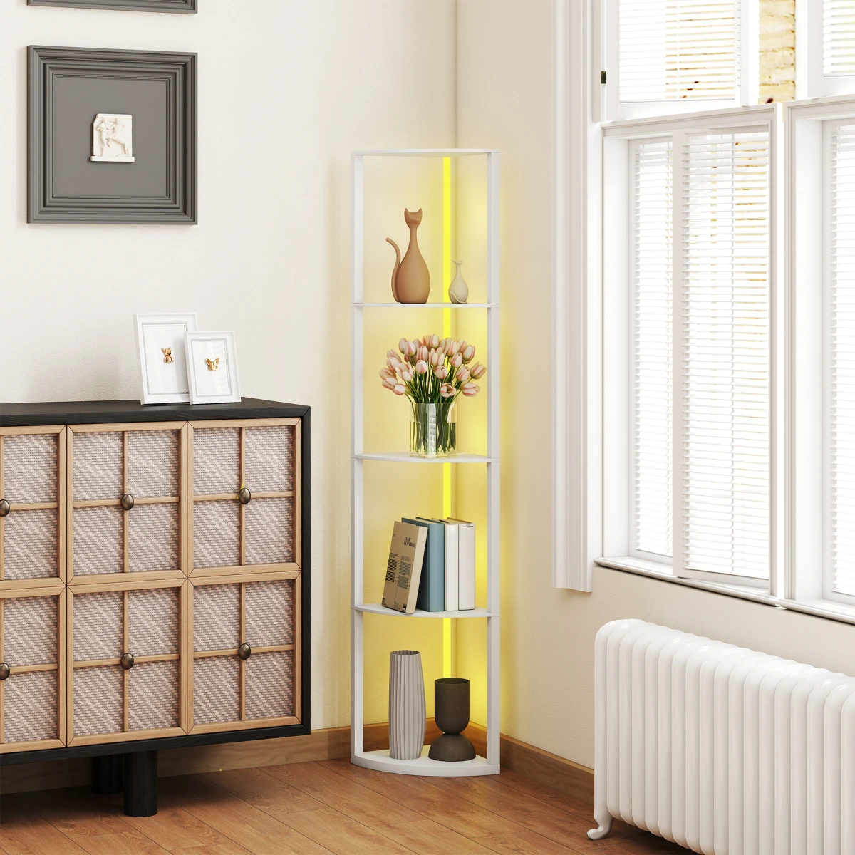N/A Smart Shelved Floor Lamp Tall Narrow RGB Remote - Lamp