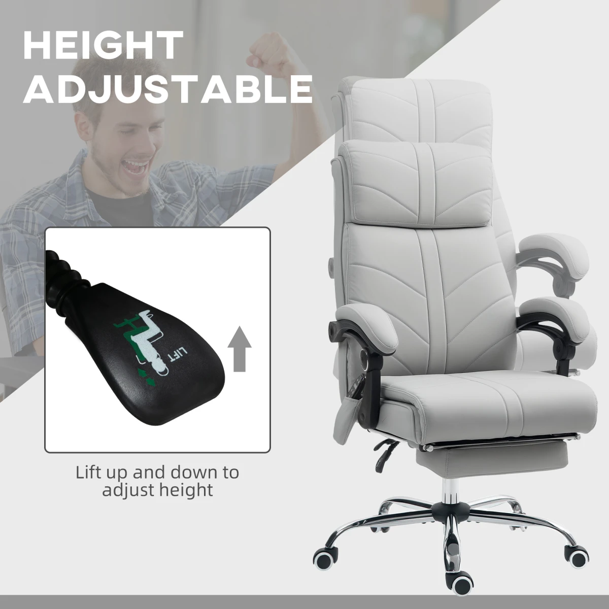 Vinsetto Massage Office Chair Ergonomic Four Point Vibration With Heat For Home Office by Vinsetto