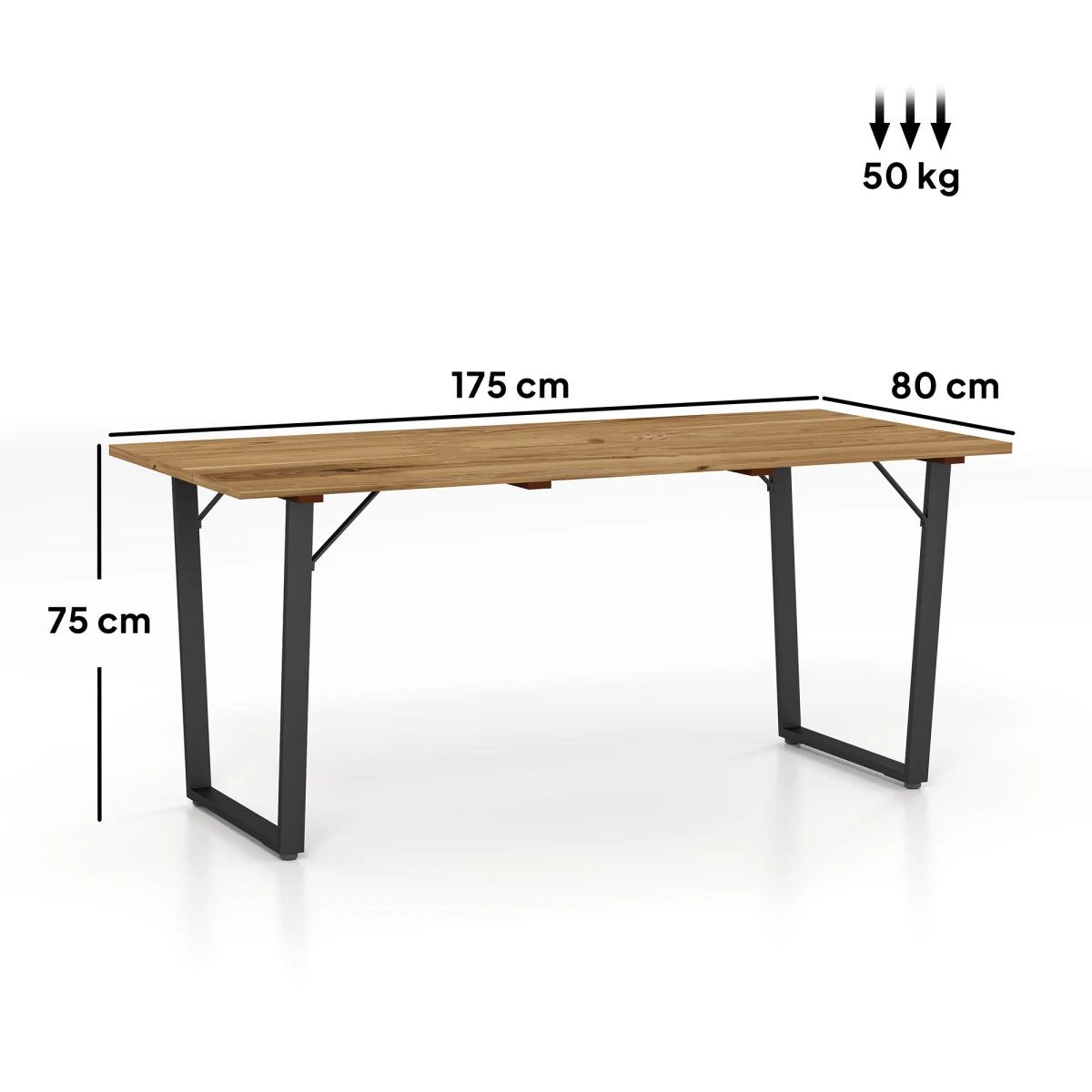 Premium Dining Table 150x80 cm Solid Wood Frame With Non Slip Feet For Six People Rustic Country Style by N/A