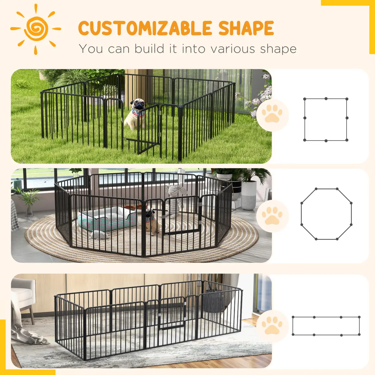 PawHut PawHut 60cm 8 Panels Heavy-Duty Dog Playpen for Small Dogs - Pet Playpen