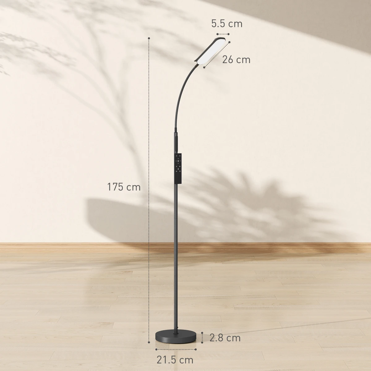 HOMCOM HOMCOM LED Floor Lamp with Magnetic Remote Control for Living Room - Lamp