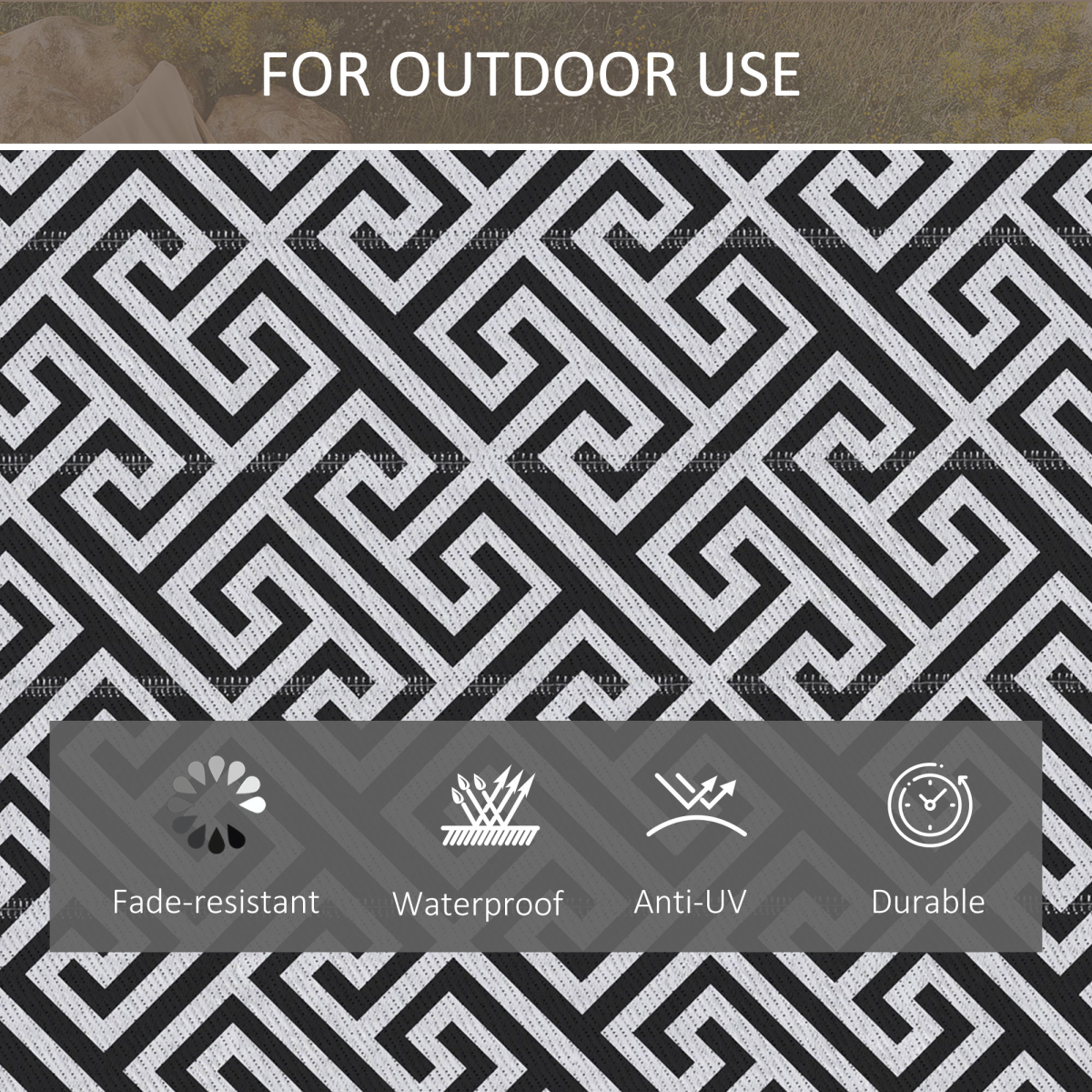 Outsunny Outsunny 182x274cm Reversible Outdoor Rug Portable Plastic Straw RV Camping Mat - Rug
