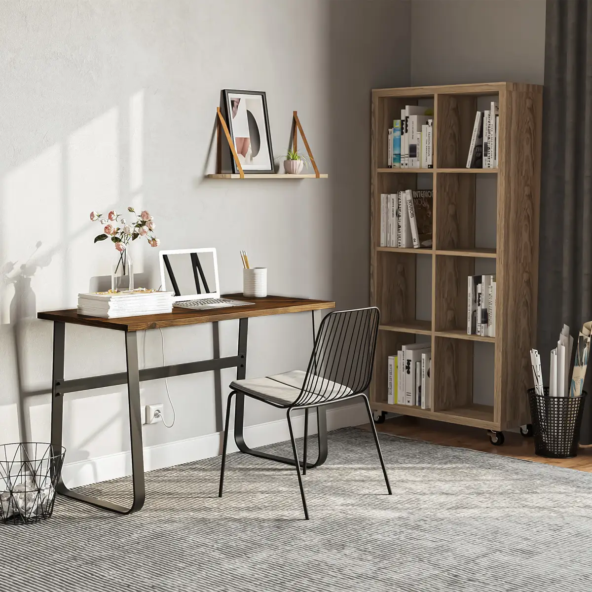 HOMCOM Writing Desk Workstation Center Laptop Table Industrial Design - Desk
