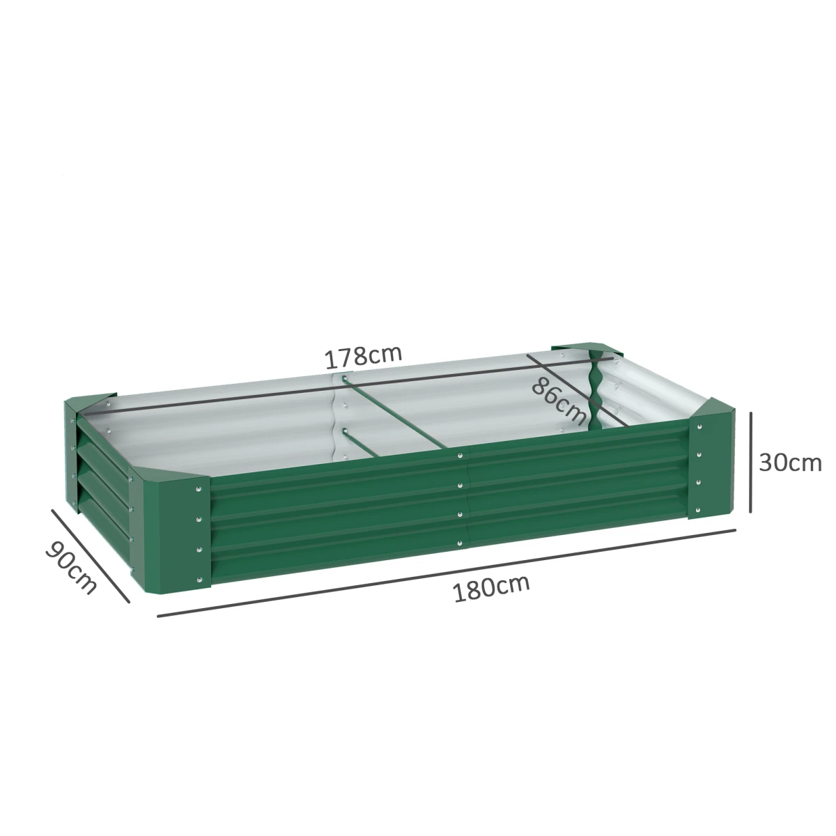 Outsunny Outsunny Raised Bed 180x90x30cm Galvanised Steel For Growers - Planters
