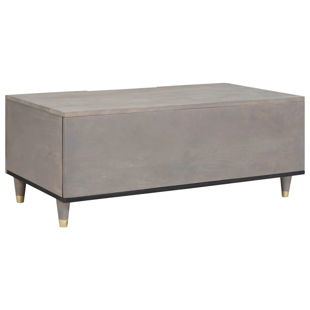 vidaXL Coffee Table 100x54x40 cm Solid Mango Wood with Gold Damask Panels for Modern Living Room by vidaXL